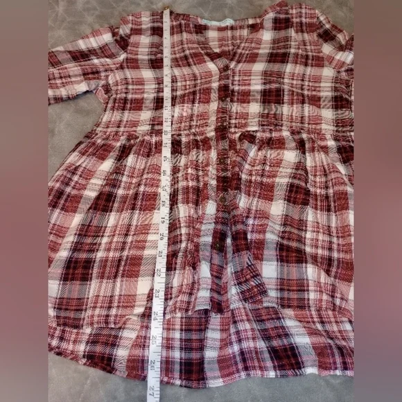 Maurice Plaid Peplum Shirt / Small - Picture 8 of 9